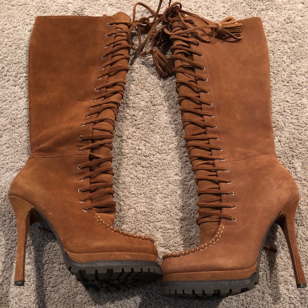 Brown suede boots